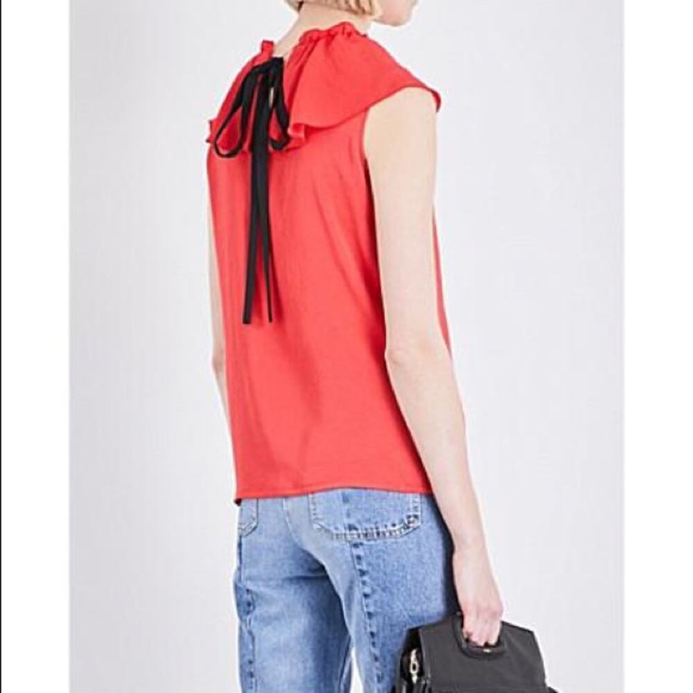 NWT maje Lierro Ruffle Overlay Rouge Top Size Medium - Picture 8 of 14